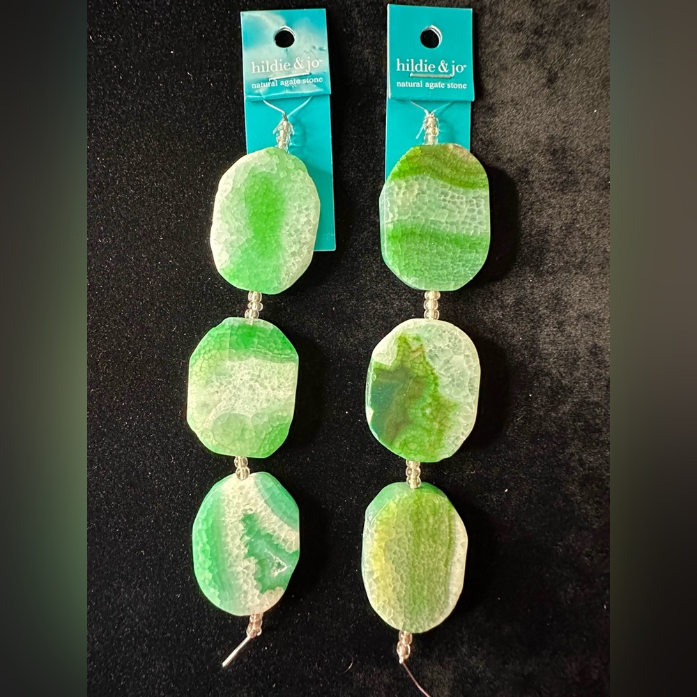 Aqua Agate Stone Slice Beads - 2 Strands NWT
